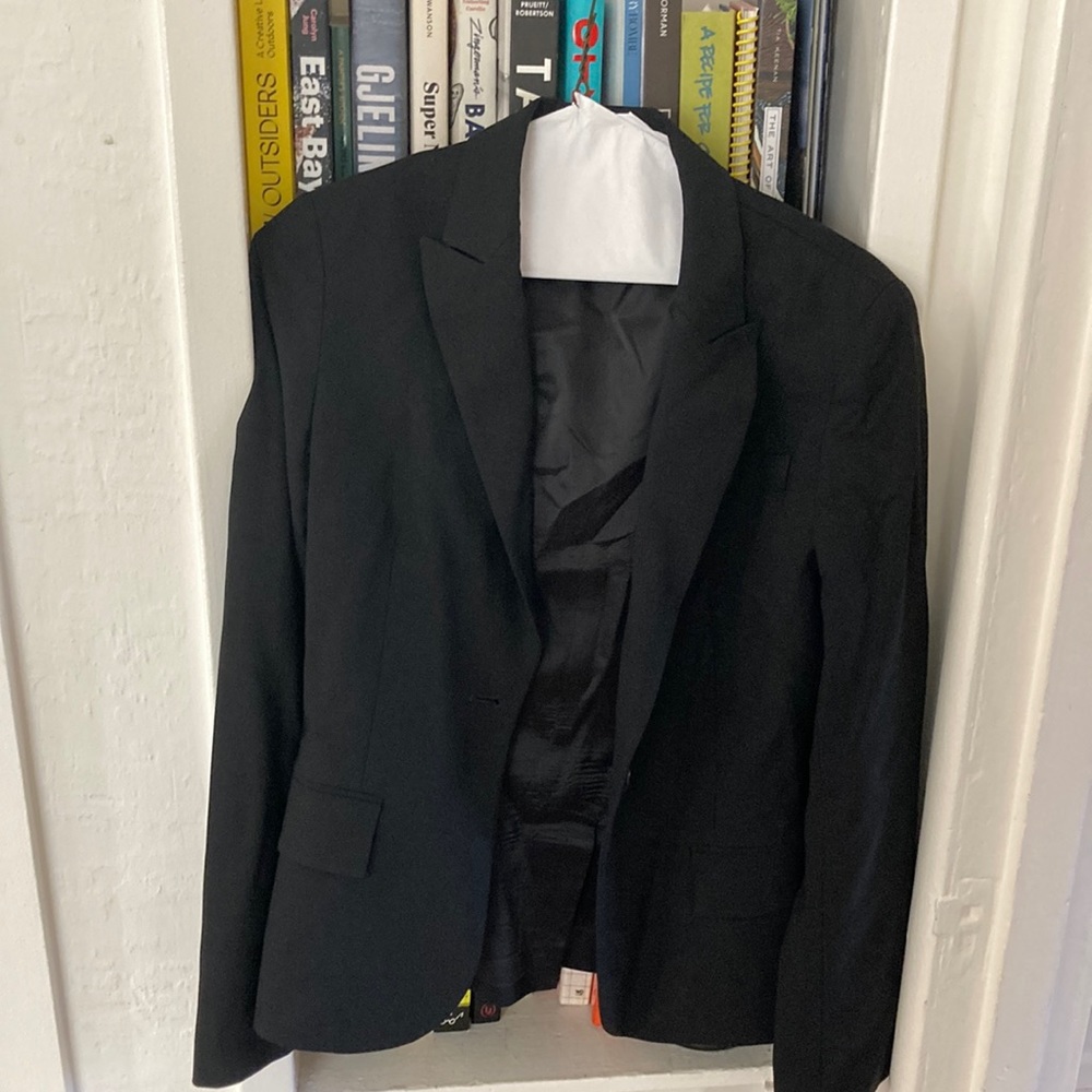 Theory black wool one button blazer